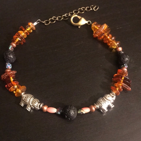 Hand Crafted Jewelry - Baltic amber mixed metal bracelet